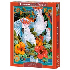 Пъзел Castorland от 1500 части - Тропически папагали от  Давид Галчут
