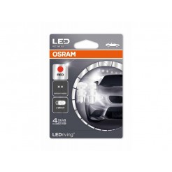 Комплект 2 броя LED лампи Osram тип W5W червени, 12V, 0.5W, W2.1x9.5d