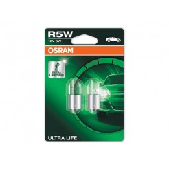 Комплект 2 броя халогенни крушки Osram R5W Ultra Life 12V, 5W, BA15s