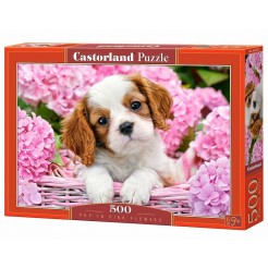 Пъзел Castorland от 500 части - Кученце в розови цветя