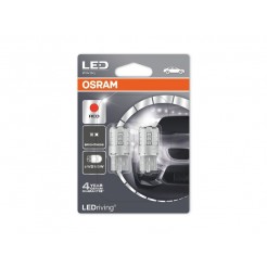 Комплект 2 броя LED лампи Osram тип W21/5W червени, 12V, 3W, W3x16q