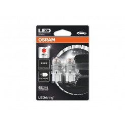 Комплект 2 броя LED лампи Osram тип W21/5W червени, 12V, 1.5W, W3x16q