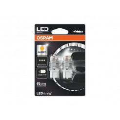 Комплект 2 броя LED лампи Osram тип W21/5W жълти, 12V, 1.5W, W3x16q
