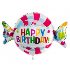 Парти балон с надпис Happy Birthday - Бонбон, фолио
