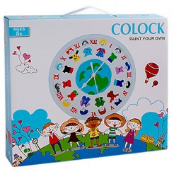 Детски стенен часовник за оцветяване с боички
