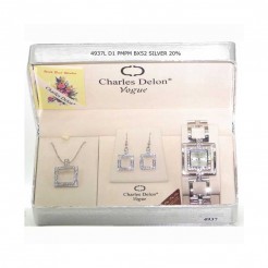Дамски часовник и подарък обеци и колие Charles Delon CHD-493703