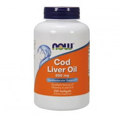 NOW Cod Liver Oil 650 МГ, 250 Дражета