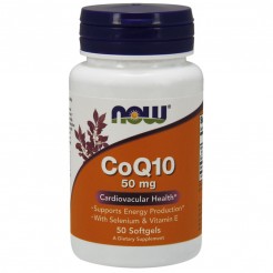 NOW CoQ10 + Vitamin E 50mg, 50 Softgels