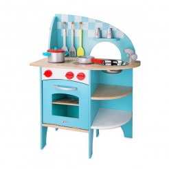 Дървена детска кухня Classic World, синя