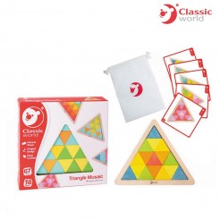 Дървена триъгълна мозайка Classic World за научване на цветовете и формите