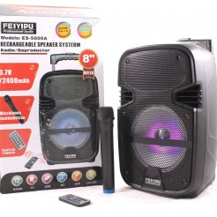 Feiyipu 8" ES-5000A Активна тонколона с LED светлини, безжичен микрофон и дистанцонно, 50W, FM radio, TF card, USB, Bluetooth, AUX
