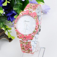 Дамски часовник Geneva Flower - розов