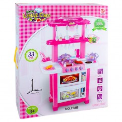 Голяма детска кухня със звук, светлина и течаща вода Happy Little Chef, розова