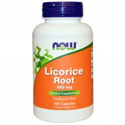NOW Licorice Root (Сладък корен) 450 МГ, 100 Капсули