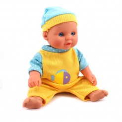 Мини кукла Бебе с жълто боди с принт Рибка