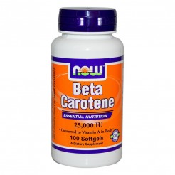 NOW Beta Carotene 25,000 IU, 100 softgels