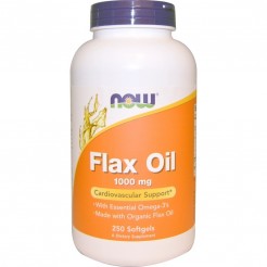 NOW Flax Oil Organic 1000mg, 250 softgels