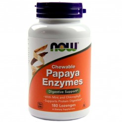 NOW - Papaya Enzymes, 180 Дъвчащи Таблетки