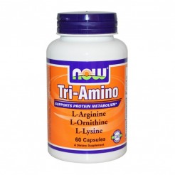 NOW Tri-Amino (Arginine/Ornitine/Lysine), 60 Капсули