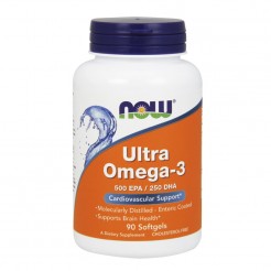 NOW Ultra Omega-3 Fish Oil, 90 Дражета
