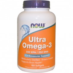 NOW Ultra Omega-3 Fish Oil 180 Дражета