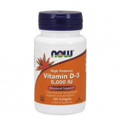 NOW Витамин D-3 5000 IU 120 Дражета