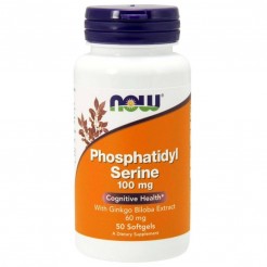 NOW Phosphatidyl Serine 100 мг. /Ginkgo (ФОСФАТИДИЛ СЕРИН И ГИНКО БИЛОБА), 50 Капсули