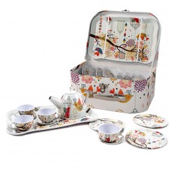 Луксозен детски метален сервиз за чай в куфар, 15 части