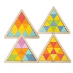 Дървена триъгълна мозайка Classic World за научване на цветовете и формите - 2