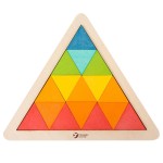 Дървена триъгълна мозайка Classic World за научване на цветовете и формите - 4