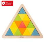 Дървена триъгълна мозайка Classic World за научване на цветовете и формите - 3