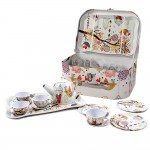 Луксозен детски метален сервиз за чай в куфар, 15 части - 1