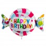 Парти балон с надпис Happy Birthday - Бонбон, фолио - 1